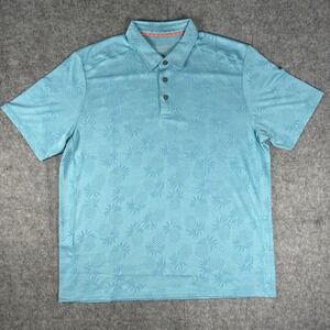 Tommy Bahama Island Zone Mens XL Blue Pineapple Print Short Sleeve Polo Shirt